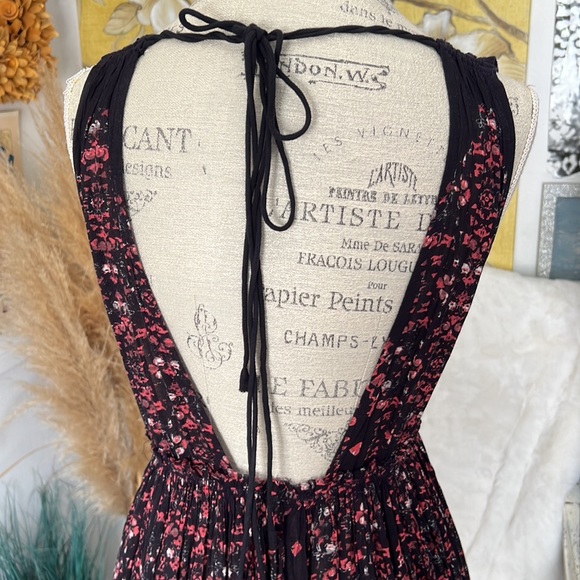 FP One Floral Slip mini dress Pinafore open back flawy Sz. S Button front - Picture 9 of 17